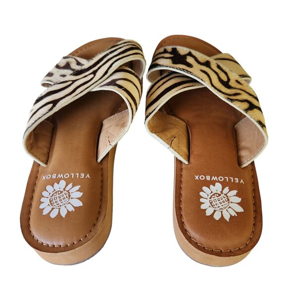 Yellowbox Zebra Ansila Leather Sandal Women's Size 6 M - Picture 6 of 10